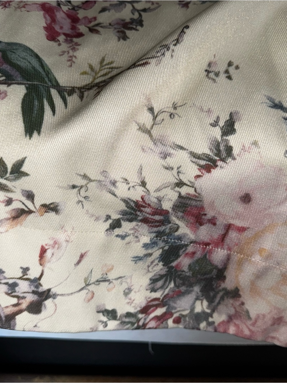 AKIRA Cream Floral Wide-Leg Jumpsuit Pants with Pink & Green Print - Picture 2 of 5